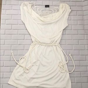 💥SOLD💥 Cream sheer backless dress with rope belt